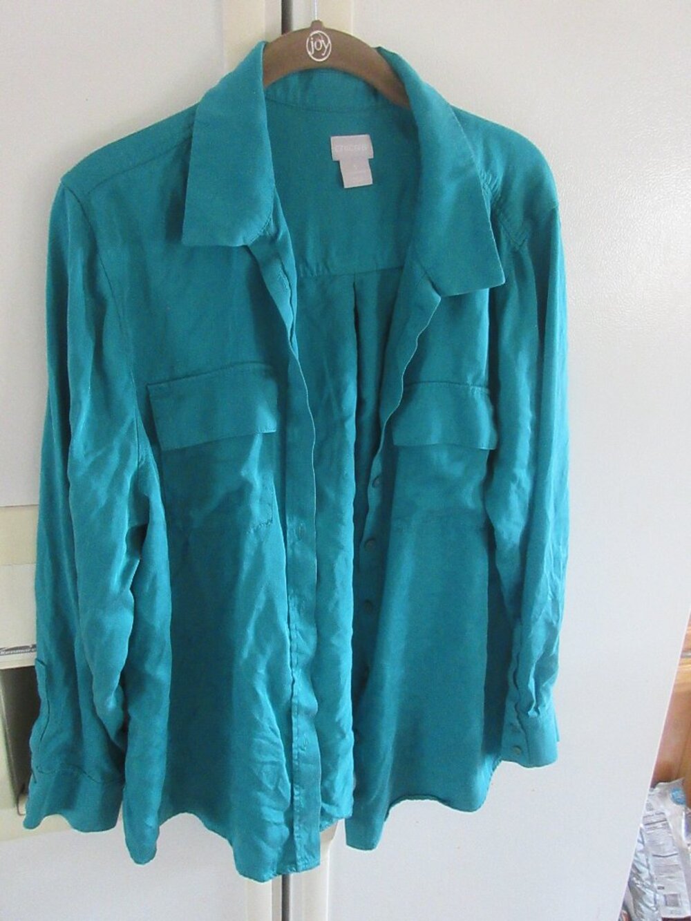 Chico’s soft modal  teal blouse top  button-up shirt 3 xl